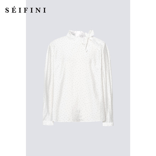 【商场同款】诗凡黎飘带领圆点衬衫2024冬新款小衫衬衣3FA123011R