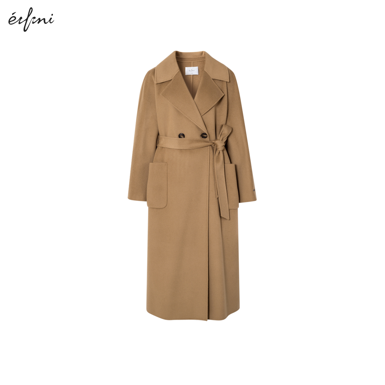 伊芙丽2024早秋新款一粒扣腰带设计感毛呢外套1EA170502