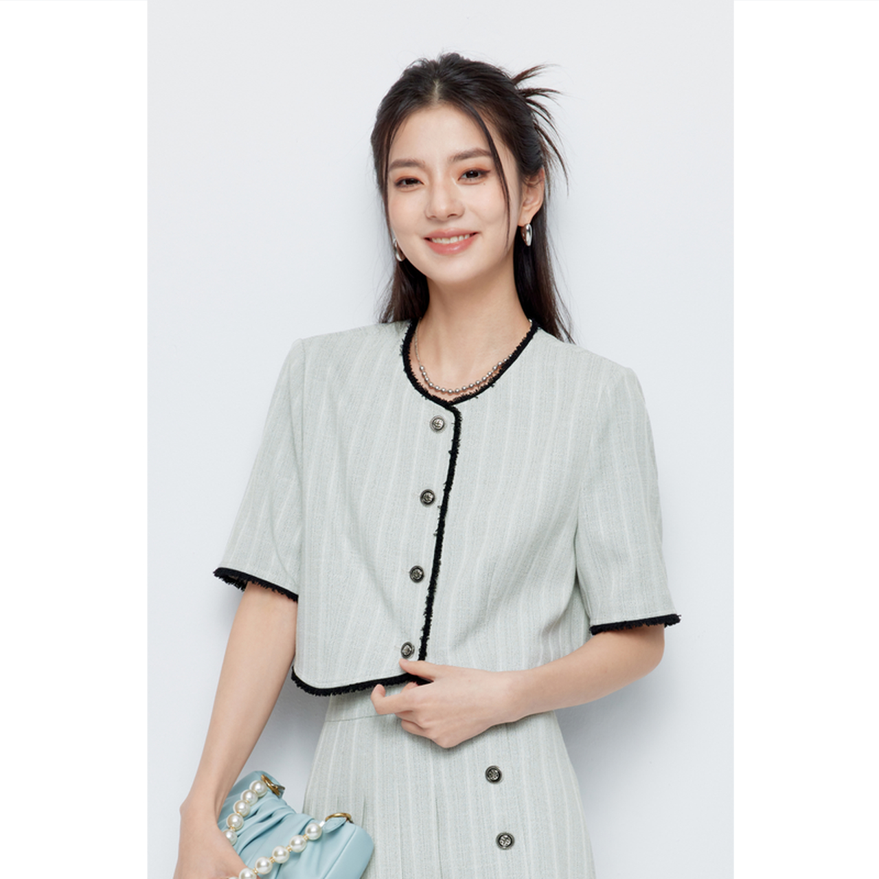 【商场同款】诗凡黎薄荷曼波小香风短外套2024夏新款女3F4611021