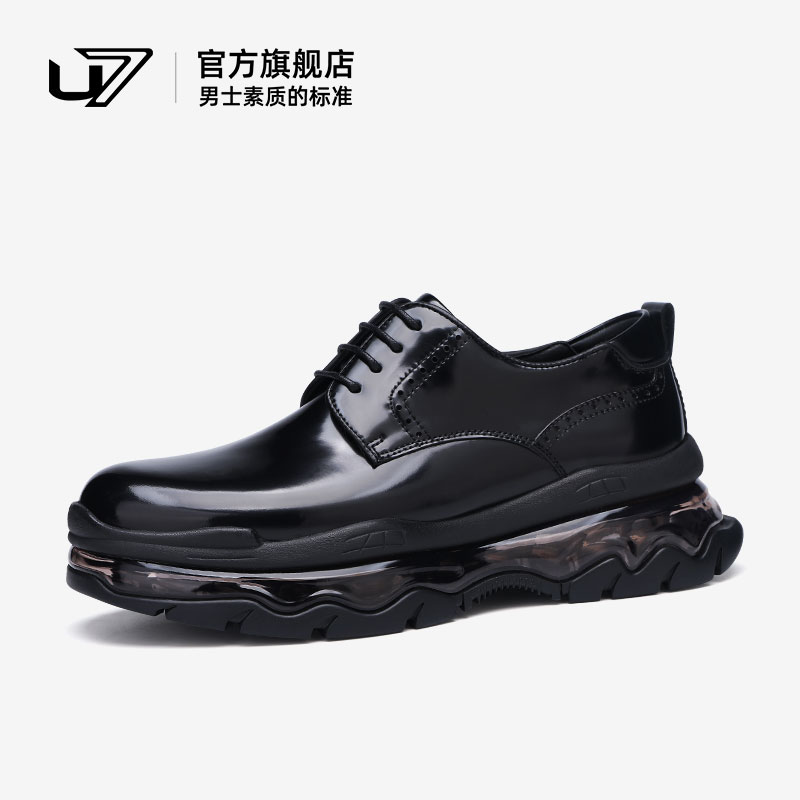 u7商务休闲皮鞋厚底增高头层牛皮