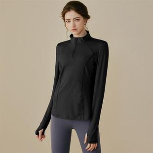 drying tops zip yoga suit Half slim sports womens quick