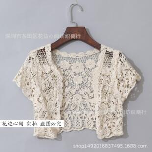 shrugs open summer lace women flower hollow crochet out