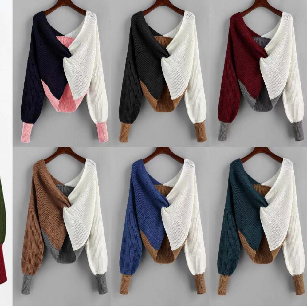 Multicolor personalized fancy knitted twisted waist sweater