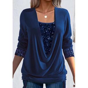 contrast sleeved loose long drop solid two womens piece