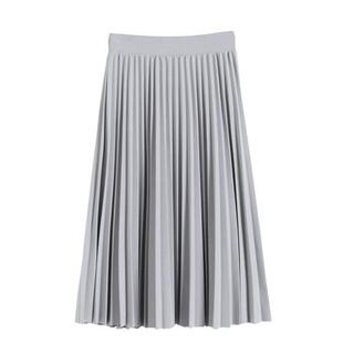 slim pleated loose skirt half elastic waist fit high