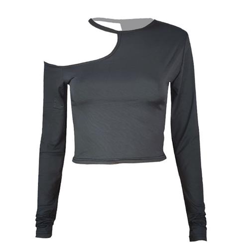 woman -shirt one-shoulder inclined slim lace-up sexy
