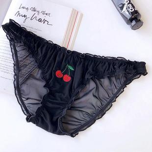 sexy ladies briefs for Fruit mesh lace ruffled perspective