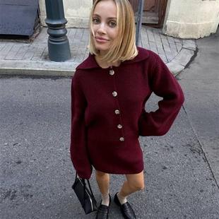 woolen trumpet and versatile lapel cardigan skirt