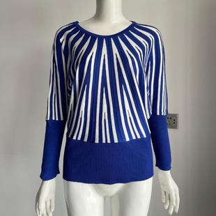 Womens Contrast Striped Loose Knitted Autumn Cardigan