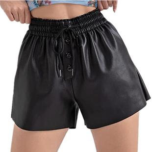 four seasons loose casual wear drawstring Womens leather