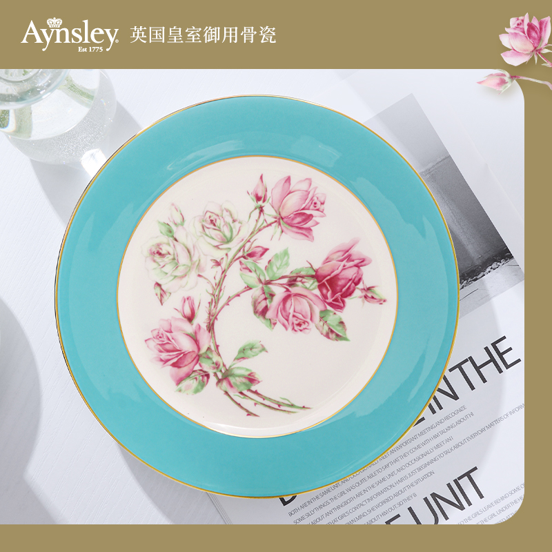 英国aynsley安斯丽骨瓷圆形餐盘