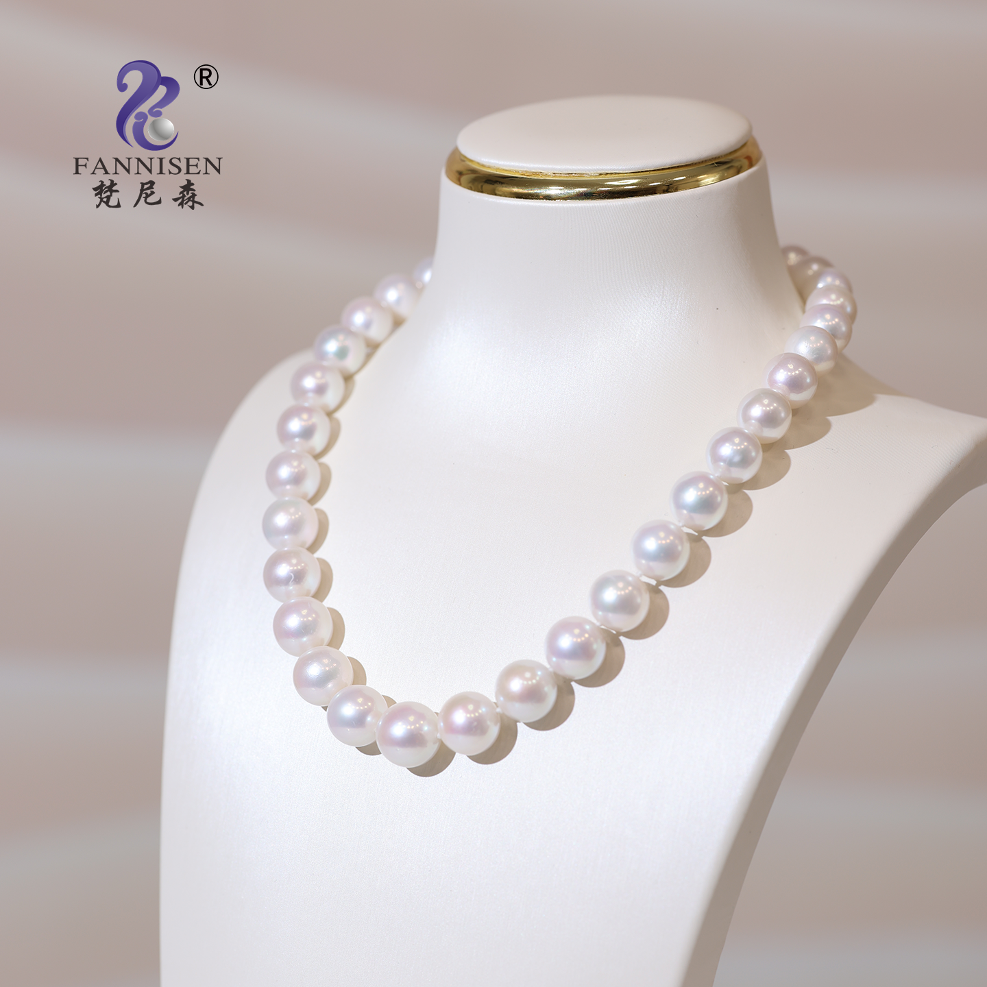梵尼森珍珠项链女妈妈款正品旗舰店天然淡水轻奢小众11-14mm大颗