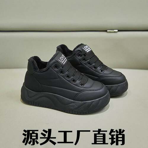 太仓高端运动鞋冬季加绒高帮小白鞋新款韩版女学生增高板鞋休闲保