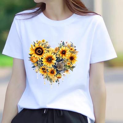 个性运动外穿夏季新款短袖休闲薄款印花ins洋气女韩版圆领时尚T恤