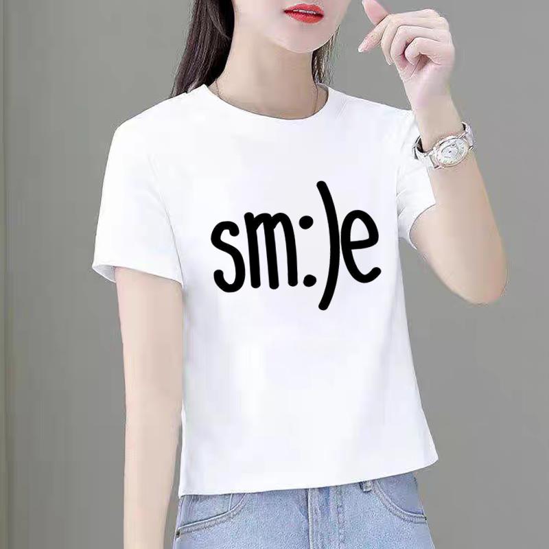 圆领时尚外穿夏季ins洋气女新款印花休闲韩版宽松显瘦薄款短袖T恤