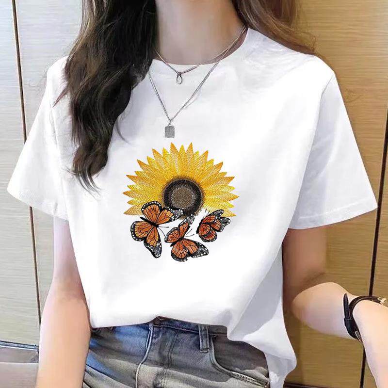 印花薄款女青年简约短袖