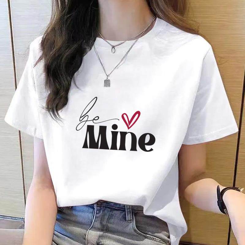 外穿夏季新款短袖休闲韩版薄款印花情侣甜美ins洋气女圆领时尚T恤