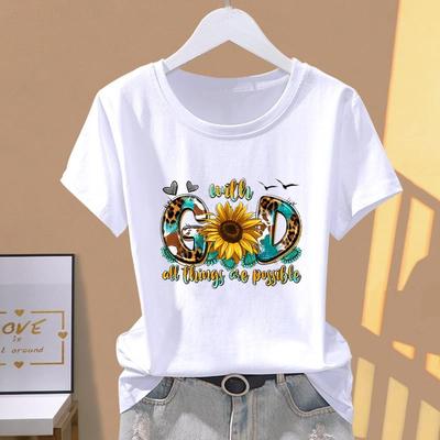 休闲洋气薄款新款短袖网红韩版圆领爆款印花ins女可爱气质时尚T恤