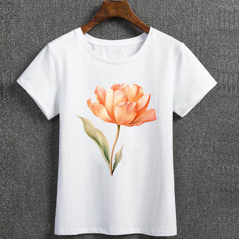 夏季休闲新款短袖印花ins洋气打底衫女韩版圆领百搭白色时尚T恤