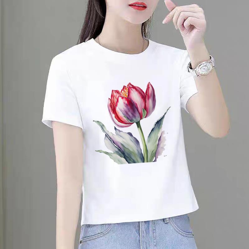 外穿洋气女韩版夏季新款短袖休闲印花ins显瘦学生圆领时尚T恤
