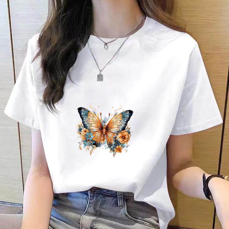 休闲洋气薄款新款短袖网红韩版圆领爆款印花ins女时尚春夏装T恤