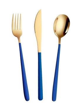 Knife, fork and spoon set of three steak plates cutlery