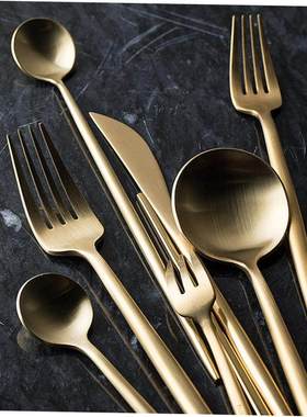portuguese knife and fork titanium-plated gold steak cutlery