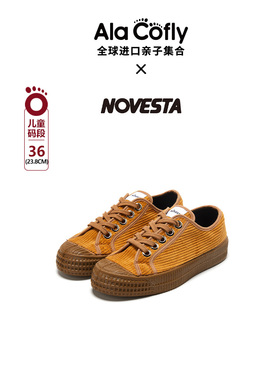 NOVESTA进口新款女生时尚灯芯绒休闲魔术贴手工帆布鞋