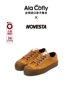 NOVESTA进口新款女生时尚灯芯绒休闲魔术贴手工帆布鞋