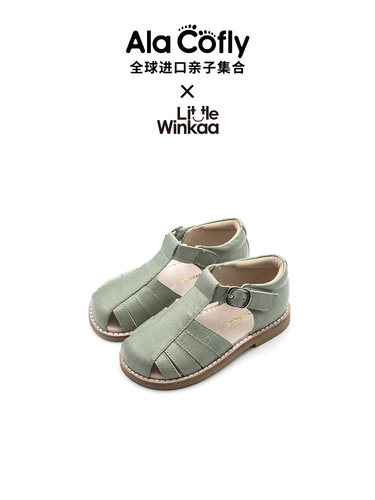 LITTLEWINKAA头条带罗马皮凉鞋