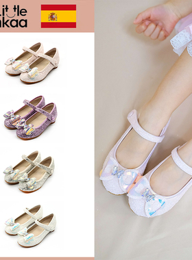 little winkaa立体炫彩蝴蝶结爱心跟公主鞋女童魔术贴LW41023D01