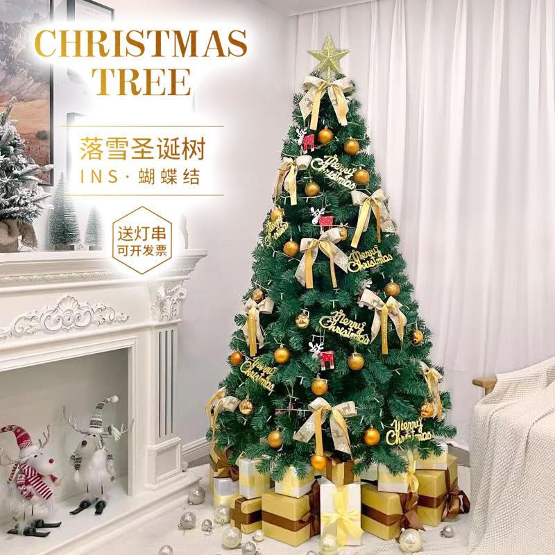 2024新款大型加密发光圣诞树网红高级感裸树摆件落地豪华装饰3米