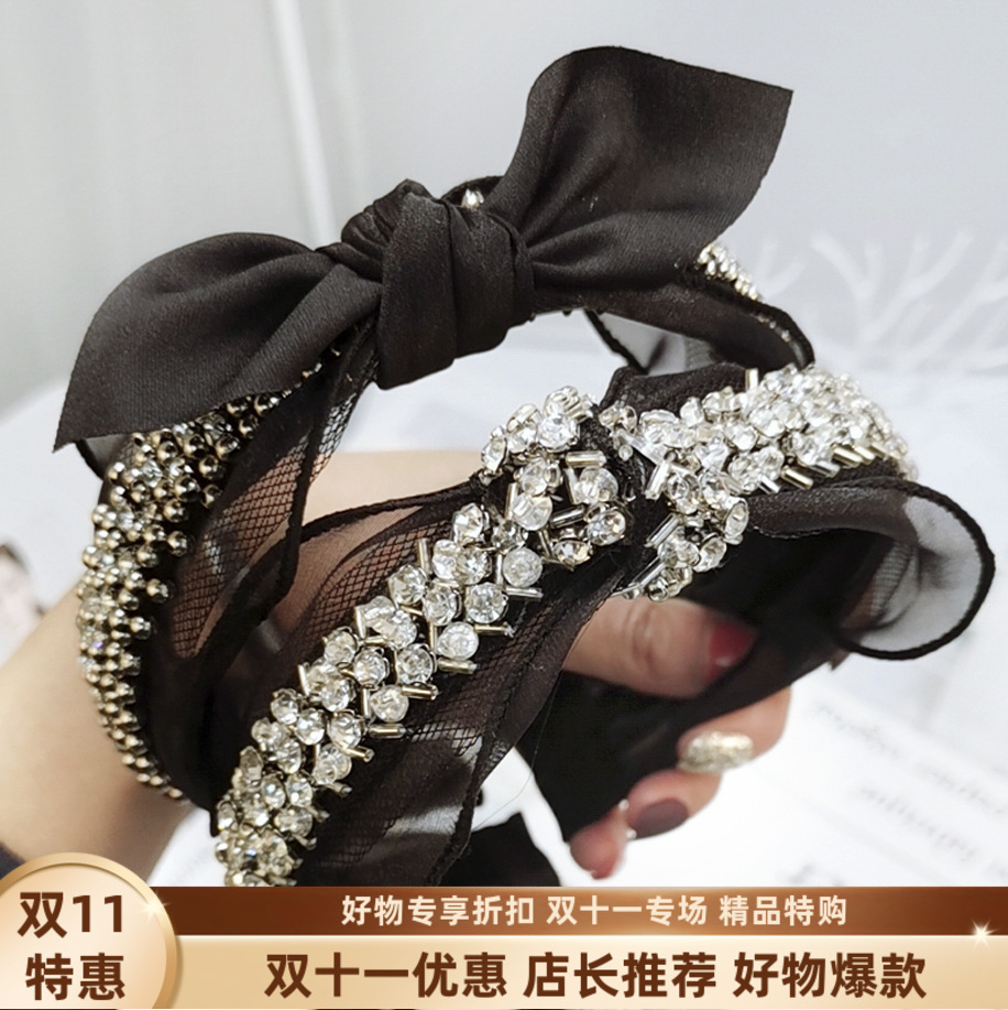 蕾丝发箍水晶串珠花朵手工编织