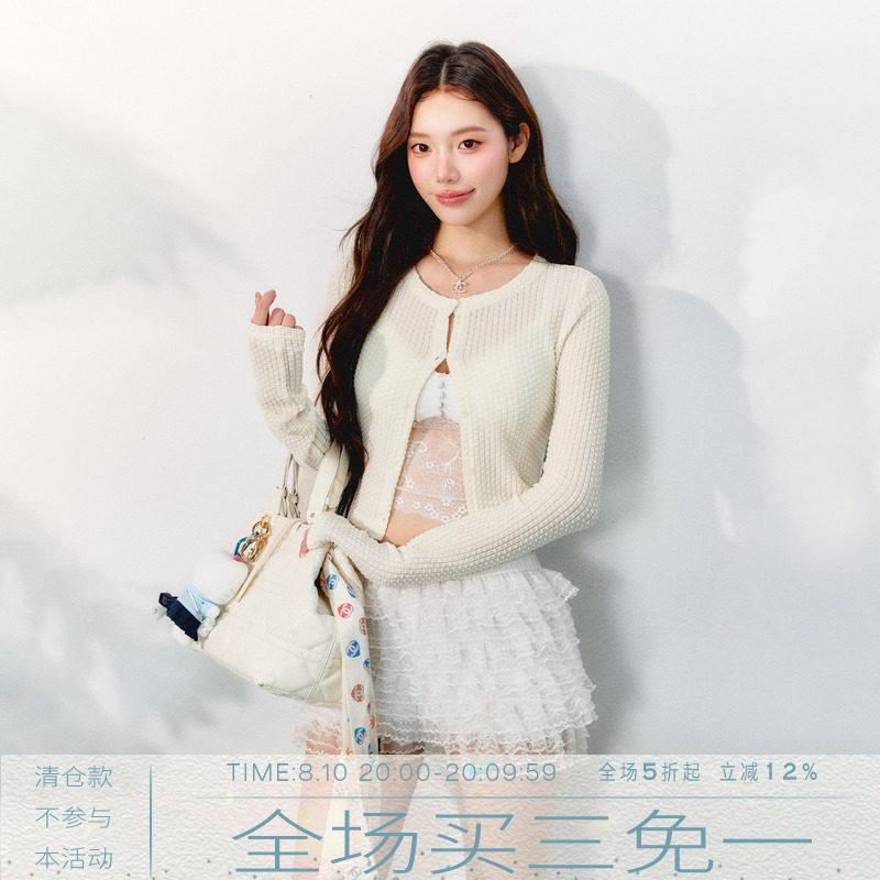 MMMOUND白色长袖短款开衫图片