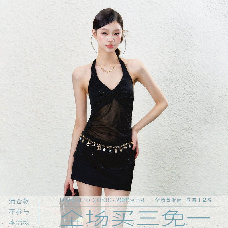 MMMOUND 设计感挂脖吊带背心女夏季新款辣妹修身上衣图片