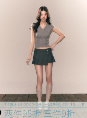 MMMOUND 设计感百褶低腰短裙半身裙女2025夏季新款A字裙子