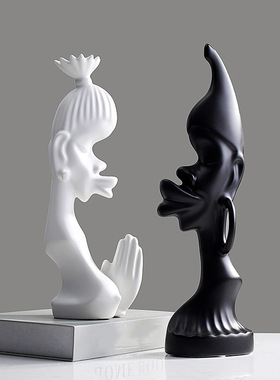 非洲情侣人像北欧家居酒柜简约树脂装饰现代客厅创意摆件工艺品