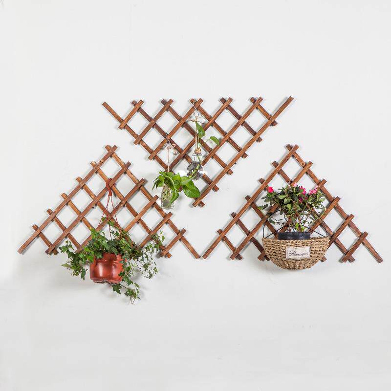 防腐木栅栏木拉网篱笆 客厅墙面创意网格花架爬藤架装饰花园围栏