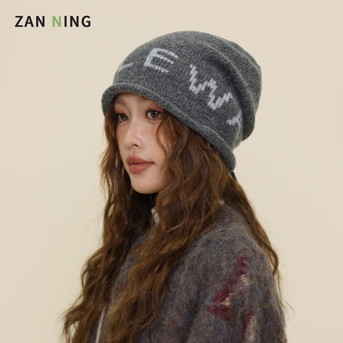 2025新款字母针织冷帽女秋冬百搭显脸小护耳套头帽韩版简约堆堆帽,服饰配件/皮带/帽子/围巾,帽子,淘宝优惠券,粉丝福利购,淘宝优惠卷