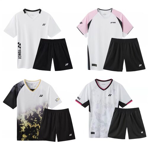 新款速干透气羽毛球服男比赛训练服短袖女休闲运动服团购印字定制