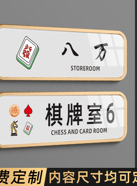 轻奢立体酒店饭店包厢房间号定制作八万幺鸡门贴茶楼麻将馆棋牌室VIP包间门牌号请保管好财物禁止吸烟提示牌