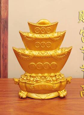 财富节节高元宝聚宝盆满载元宝船家居办公室招财装饰摆件工艺品