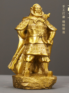 张飞黄铜全铜摆件工艺品人像客厅玄关装饰品办公室店铺桌面铜摆饰
