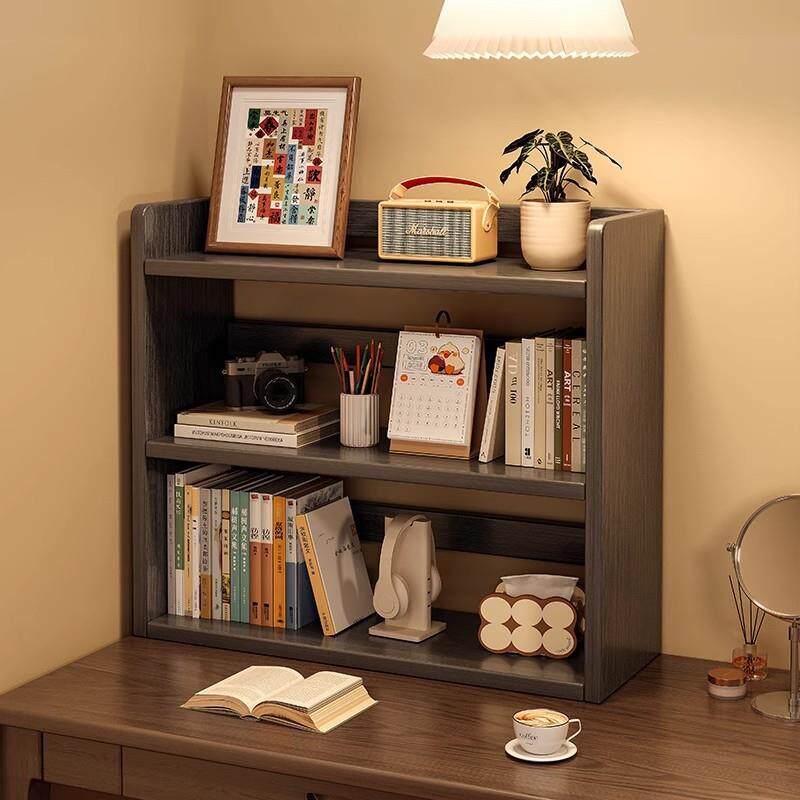 实木书架桌面置物架学生家用书桌上多层书本收纳架子办公室工位