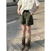 女小个子显瘦甜酷辣妹热裤 UNRETRO 短裤 复古高腰阔腿工装 美式