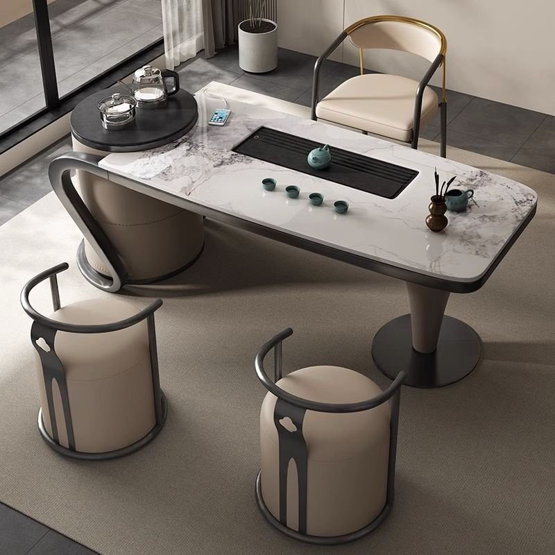 阳台茶桌椅组合轻奢现代高级感轻奢岩板茶台现代烧水壶一体意式小