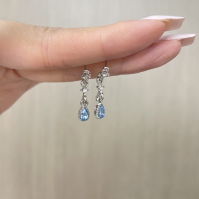 瓦尔登湖冰女泪滴法式复古耳钉