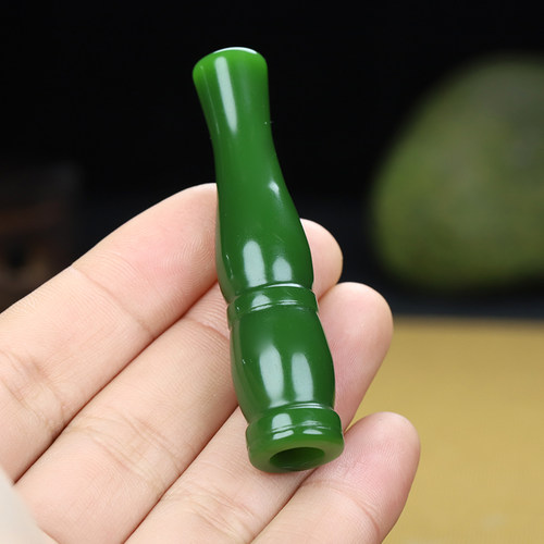 和田玉烟嘴男士碧玉节节高升烟斗吸烟过滤器健康烟具烟杆玉石烟嘴