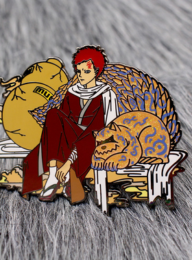 Japin原创火影忍者手办我爱罗动漫徽章一尾守鹤卡通漫画周边胸针