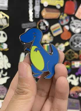 动物胸针创意日韩可爱ins蓝色呆萌霸王龙装饰徽章个性金属别针